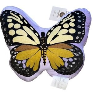 Everkind Decorative Throw Pillow Butterfly Purple Plush 15x19 bed sofa nursery